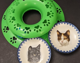 Derrick Brown Miniature Cat Plates Decor Wall Hangings Shelf Display miniature