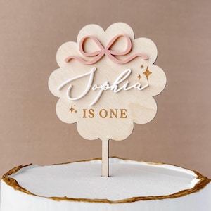 Pink Bow Cake Topper Bow Birthday Cake Topper Girls Just Wanna Be One Coquette Cake Topper Bow First Birthday Pink Bow 1st Birthday Coquette
