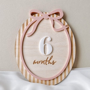 Baby Girl Monthly Milestone Pink Bow Baby Girl Milestone Marker Girl Baby Milestone Bow for Baby Girl Month Milestone Baby Name Sign Birth Milestone Only