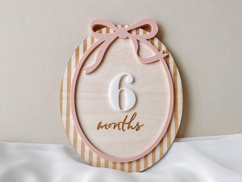 Baby Girl Monthly Milestone Pink Bow Baby Girl Milestone Marker Girl Baby Milestone Bow for Baby Girl Month Milestone Baby Name Sign Birth Milestone Only