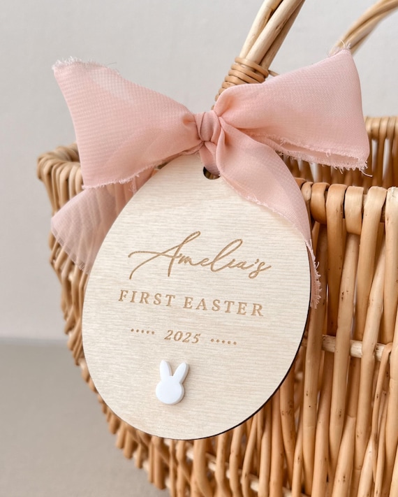 Baby First Easter Basket Name Tag Baby Easter Basket Tag Bunny Personalized First Easter Gift Easter Bunny Gift for Kid Easter Gift Idea Tag