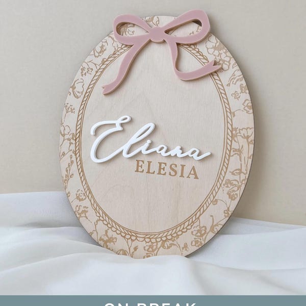 Girl Name Sign for Hospital Name Announcement Sign Newborn Girl Baby Name Plaques Floral Baby Announcement Vintage Name Nursery Decor Girly