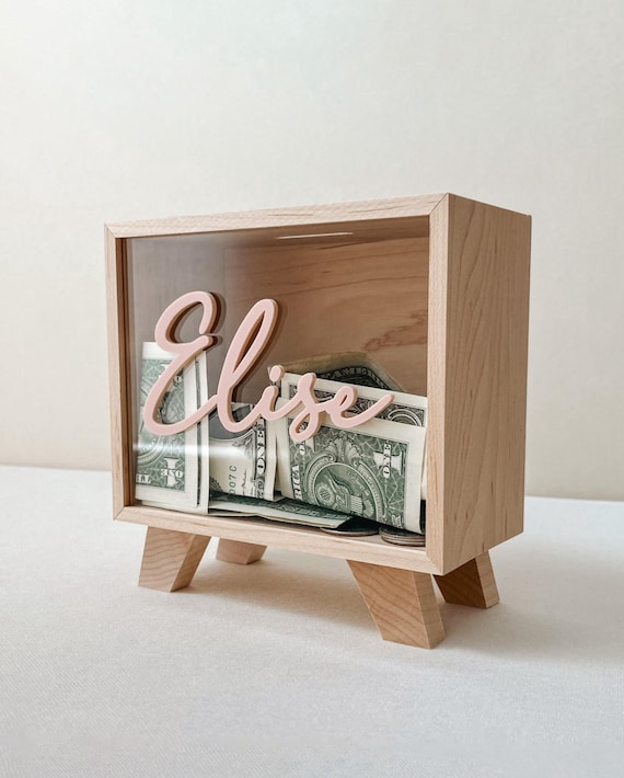 Name Piggy Bank Wooden Coin Money Bank Initial Kid Money Box Personalized Coin Bank for Kid Coin Bank Name Wood Piggy Bank Boy Personalized