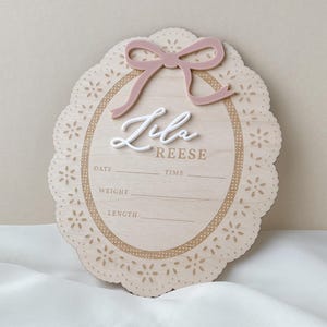 Hospital Name Sign Girl Newborn Photo Baby Announcement Photo Prop Sign Baby Name Announcement Sign for Hospital Birth Announcement Sign image 1