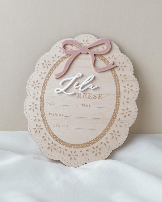 Hospital Name Sign Girl Newborn Photo Baby Announcement Photo Prop Sign Baby Name Announcement Sign for Hospital Birth Announcement Sign