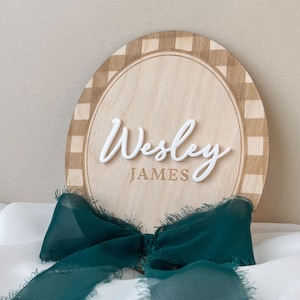Letrero con nombre personalizado para niño, letrero decorativo para guardería de niño, letrero de llegada de bebé para bebé, letrero de hospital para anuncio de nombre de bebé con estadísticas de nacimiento
