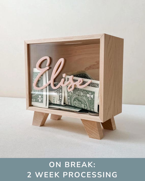 Name Piggy Bank Wooden Coin Money Bank Initial Kid Money Box Personalized Coin Bank Christmas Gift for Kids Wood Piggy Bank Boy Personalized