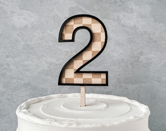 Two Fast Party Boy Birthday 2nd Racing Cake Topper Checkered Birthday Race Cake Topper Two Fast Decor Car 2nd Birthday Topper Turning Two