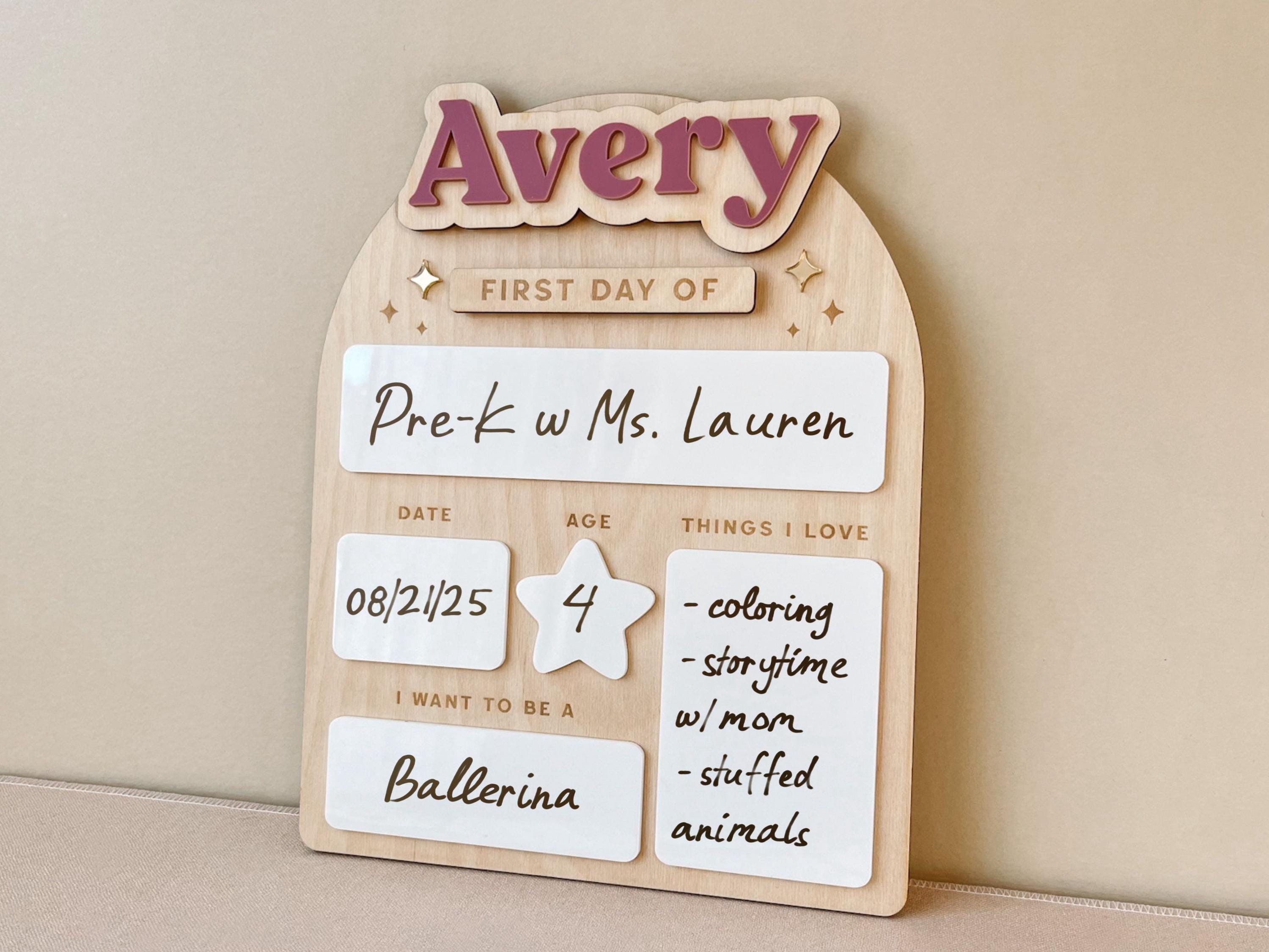 Personalized First Day of School Sign Reusable First Day of Preschool Sign My First Day of Pre-K Reusable Back to School Sign First Day Sign