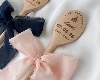 First Birthday Cake Smash Spoon First Birthday Photo Prop Personalized Wooden Spoon Smash Cake 1st Birthday Girl Photo Prop Cake Smash Prop