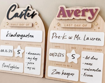 Last Day of School Sign Photo Prop First Day of School Sign Reusable Personalized School Sign for Kid Custom Back to School Board First Day