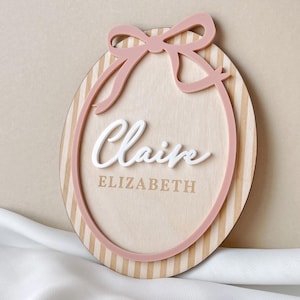 Aankondiging babymijlpaal meisjesnaam babybord roze strik mijlpaal maandelijkse babyfoto mijlpaal babymeisje strik mijlpaalnaam ziekenhuisbord