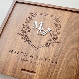 Hochzeit Paar Geschenk Hochzeit Erinnerungsbox für Hochzeitsgeschenk Gravierte Hochzeit Erinnerungsbox Hochzeit Dusche Geschenk Benutzerdefinierter Name Erinnerungsbox Foto
