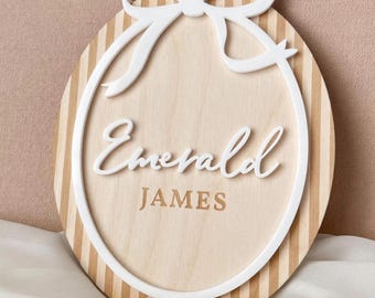 Bow Baby Milestone Card Baby Name Sign Monthly Milestone Baby Girl Announcement Sign Baby Girl Nursery Sign Bow Baby Name Sign for Hospital