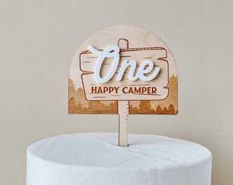 Camping Birthday One Happy Camper Birthday Cake Topper Camping 1st Birthday Camp Cake Topper Happy Camper Party One Happy Camper Topper