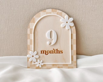 Milestone Marker Monthly Milestone Baby Girl Monthly Milestone Flower Boho Baby Milestone Monthly Baby Photo Daisy Decor Boho Milestone Card