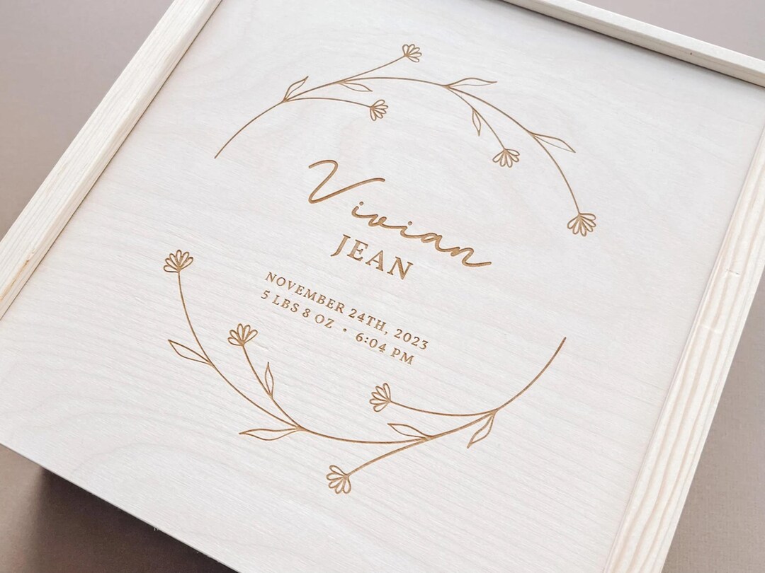 Baby Memory Keepsake Box Set – Bamboo Wood Box With Milestone Discs, Handprint Kit, Photo Corners & More