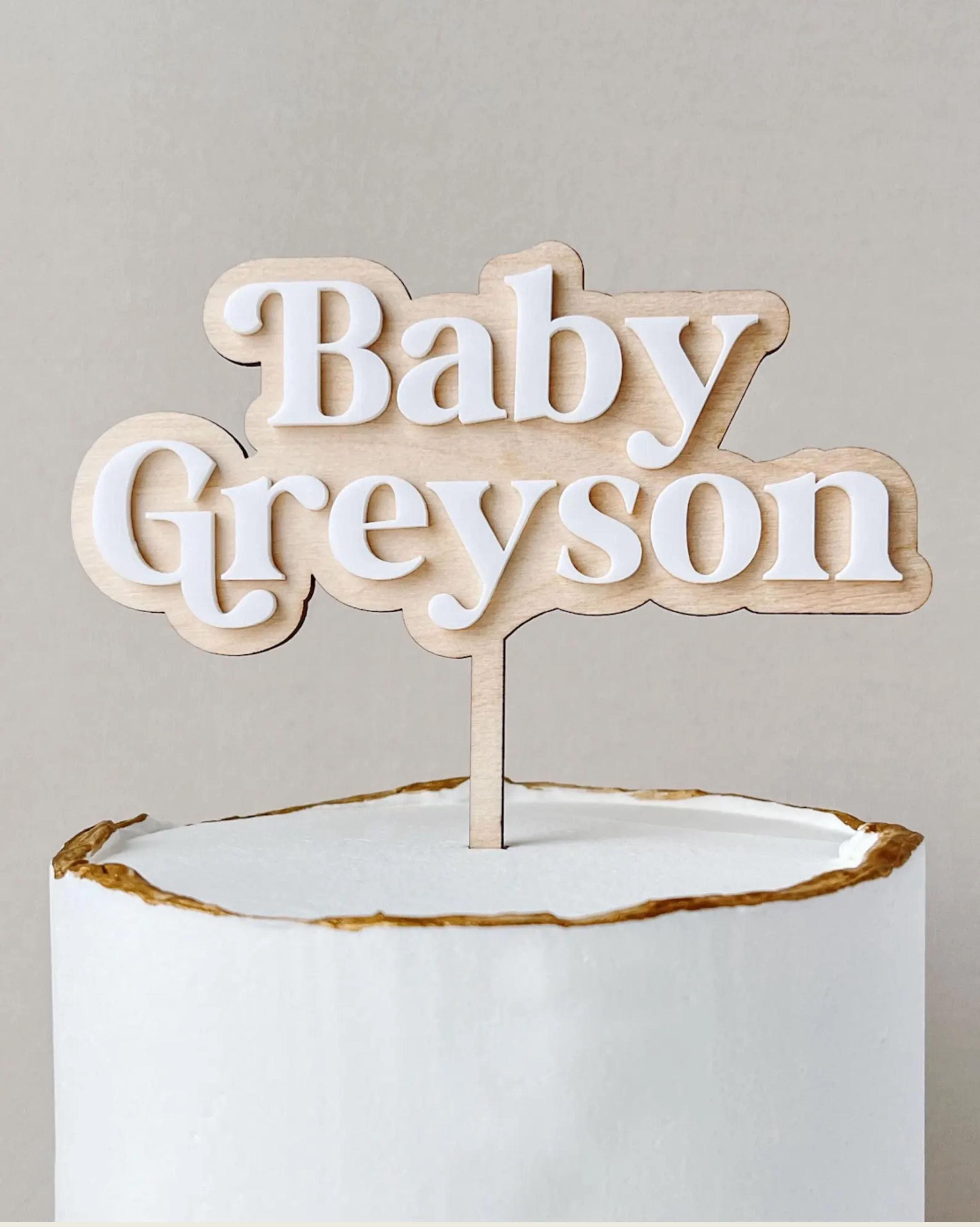 5 pezzi Oh Baby Cake Topper in legno con coriandoli per baby shower