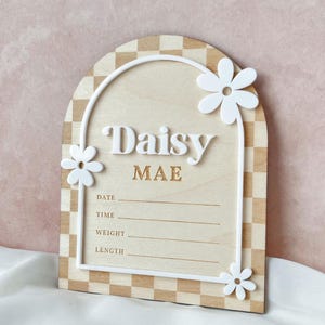 Hospital Announcement Sign Daisy Baby Announcement Birth Stat Sign Daisy Name Announcement Sign for Hospital for Girl Floral Baby Name Sign