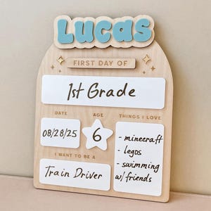 Custom Back to School Sign First Day of Preschool Sign School Personalized Pre-K Board First Day of School Sign Back to School Photo Prop