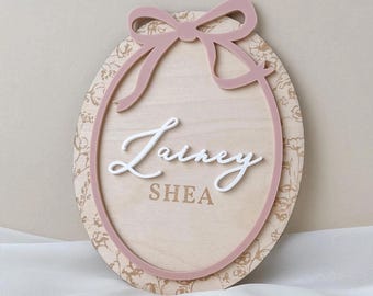Girl Baby Name Sign Nursery Personalized Expectant Mom Gift Newborn Birth Announcement Hospital Keepsake Floral