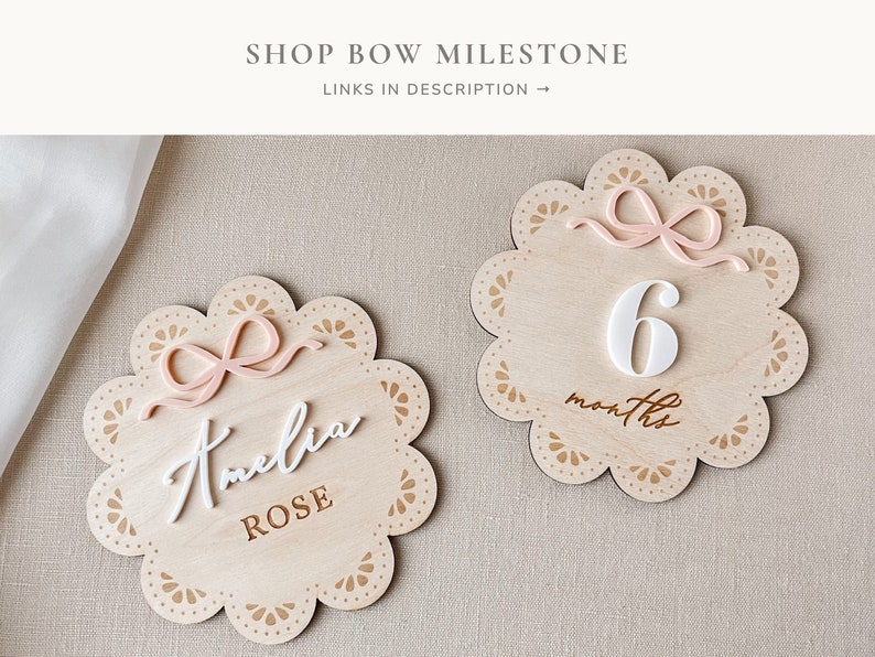 Cherish the memories of your baby girl's growth journey with our charming pink bow milestone card, a symbol of love and celebration.