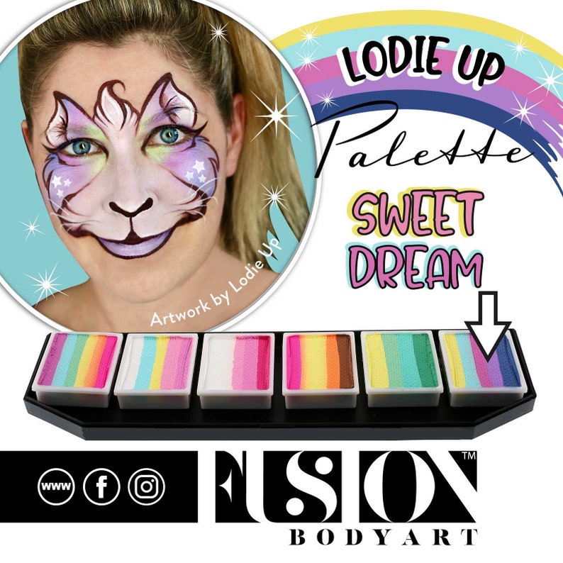 Fusion Face Painting Palette – Lodie Up Cute Pastel Rainbow Palette