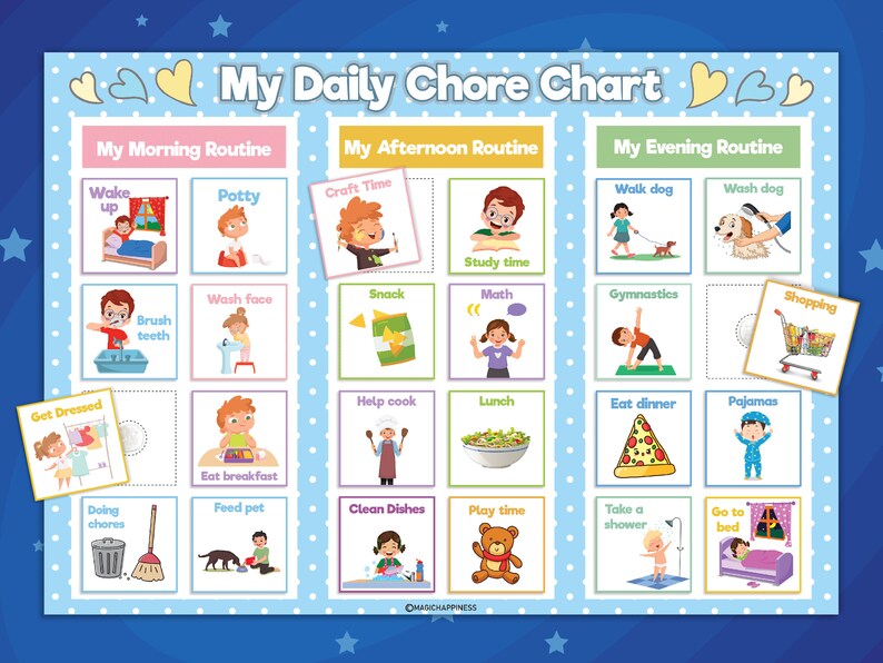 Chore Chart Bedtime Routine Visual Schedule Preschool - Etsy