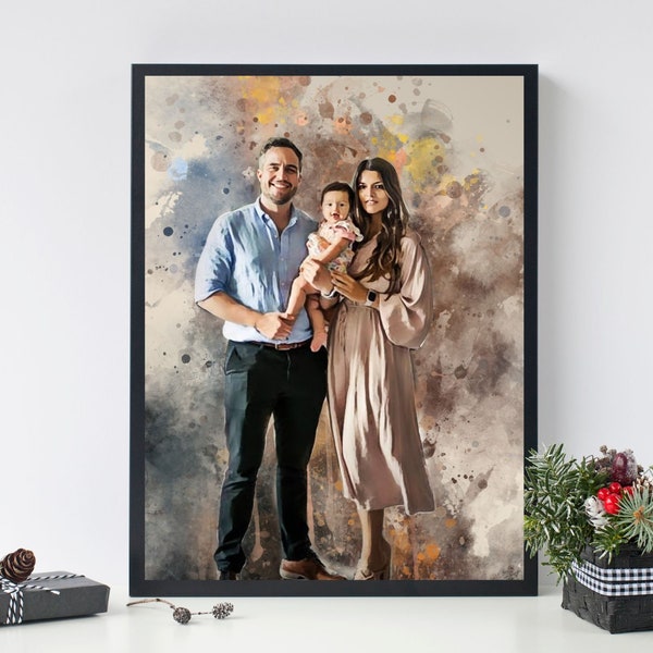CUSTOM WATERCOLOUR PORTRAIT, personalised gift, Watercolour painting, Family Portrait, Wedding Gift, Valentines's Day Gift