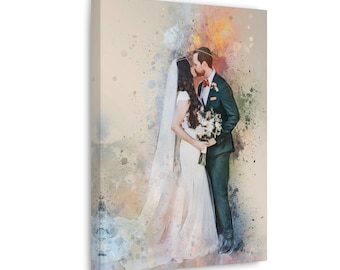 Wedding anniversary gift Personalised photo to Canvas| Canvas Ready to Hang| Custom picture to Canvas| Couple Portrait| Family Painting