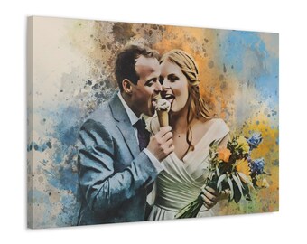 Personalisiertes Foto auf Leinwand | Leinwand fertig zum Aufhängen Kundenspezifisches Bild auf Leinwand | Paar Porträt | Valentinstag|Jubiläumsgeschenk|Hochzeitsgeschenk