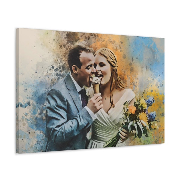 Personalisiertes Foto auf Leinwand | Leinwand fertig zum Aufhängen Kundenspezifisches Bild auf Leinwand | Paar Porträt | Valentinstag|Jubiläumsgeschenk|Hochzeitsgeschenk