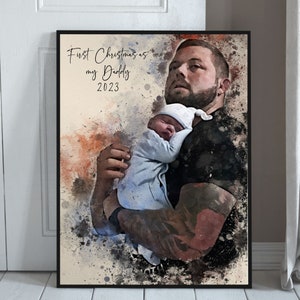 Personalised Valentine's Day Gift for him, Gift For Boyfriend, Gift For Daddy,Painting from photo, Gift from kids