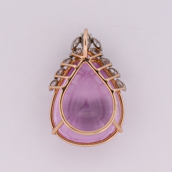 107.5CT Pear Cut Kunzite pendant with Diamond Cro… - image 5