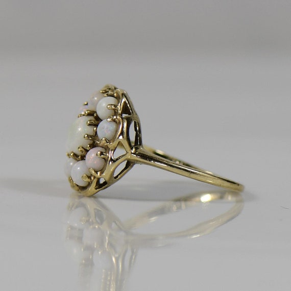 Vintage Opal Flower Yellow Gold Statement Ring - image 6