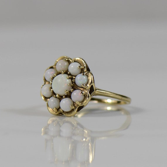 Vintage Opal Flower Yellow Gold Statement Ring - image 5