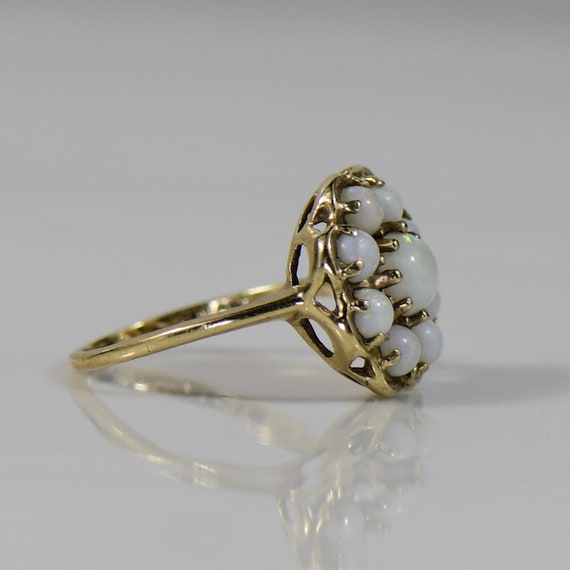 Vintage Opal Flower Yellow Gold Statement Ring - image 7