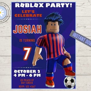 Editable Roblox Football Guy Birthday Invitation Template, Printable Party Invitation, Digital Kids Party Invite, DIY Digital Card Invite