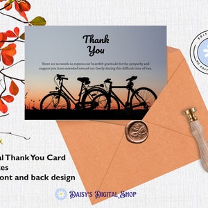 Funeral Thank You Card Template, Thankyou Notes, Celebration of Life, Bike Cycling Bicycle, Edit Online - No Software Needed F-GEORGE