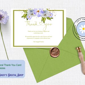 Funeral Thank You Card Template, Thankyou Notes, Celebration of Life, Lilac Prairie Rose Flowers Edit Online - No Software Needed F-EMILY