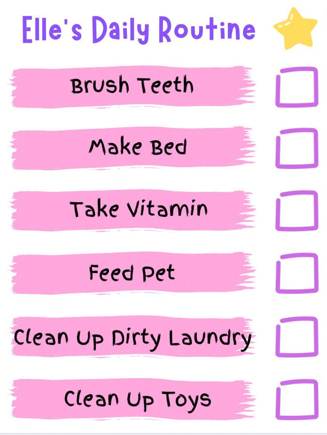 Daily Routine Pink Widget Child's Daily Routine-pink - Etsy