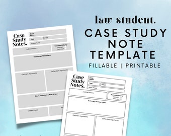 Law School Student | Case Law Summary Notes Template | Digital Download PDF | Fillable and Printable