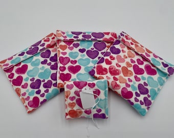 Model Horse Pouches: Satin Lined, Padded, Watercolor Hearts Print