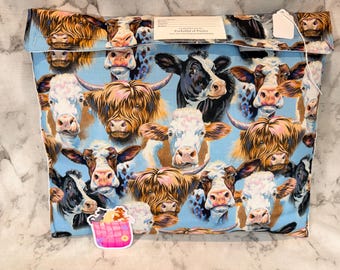 Model horse pony pocket, fun cow print, satin lined show pouch, thickly padded, traditional 1:9 scale size, pony pocket