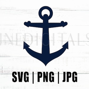 Puede incluir: Una silueta de ancla azul oscuro sobre un fondo de madera blanca. El ancla es un símbolo náutico que se utiliza a menudo en la decoración marítima.