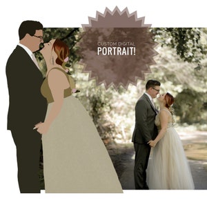 Benutzerdefinierte minimalistische digitale Porträt, transparenten Hintergrund png, für Hochzeit Danke Karten, Party oder Dusche Einladungen, Scrapbooking Handwerk