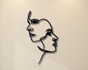 Dual Face Line Metal Wall Art: Minimalist Home Decor