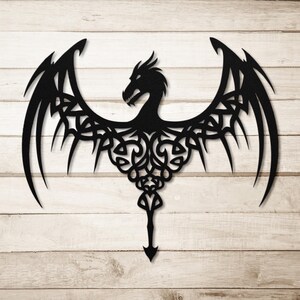 Arte mural de metal, escultura de alas de dragón / Acero de calibre 18 / Tamaños de 12 a 36 pulgadas, decoración para interiores y exteriores imagen 4