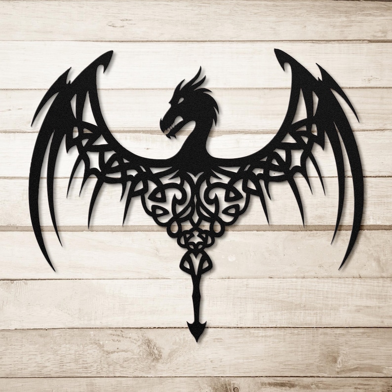 Arte mural de metal, escultura de alas de dragón / Acero de calibre 18 / Tamaños de 12 a 36 pulgadas, decoración para interiores y exteriores imagen 4