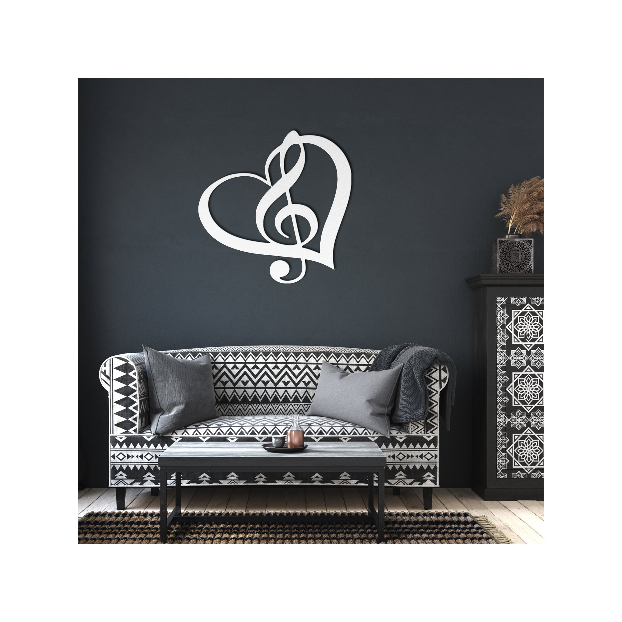 Treble Clef Heart Metal Wall Art: Music Lover Gift - Etsy